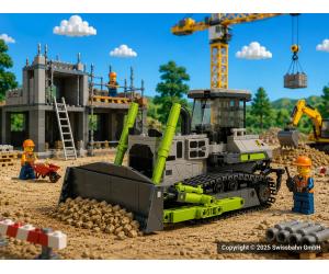 SB 102129 Planier- Bulldozer auf Baustelle, ABS - Technik - Front