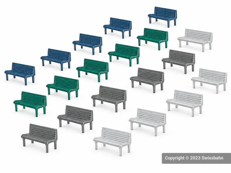 Faller 180441 Panchine in vari colori 20 pezzi...