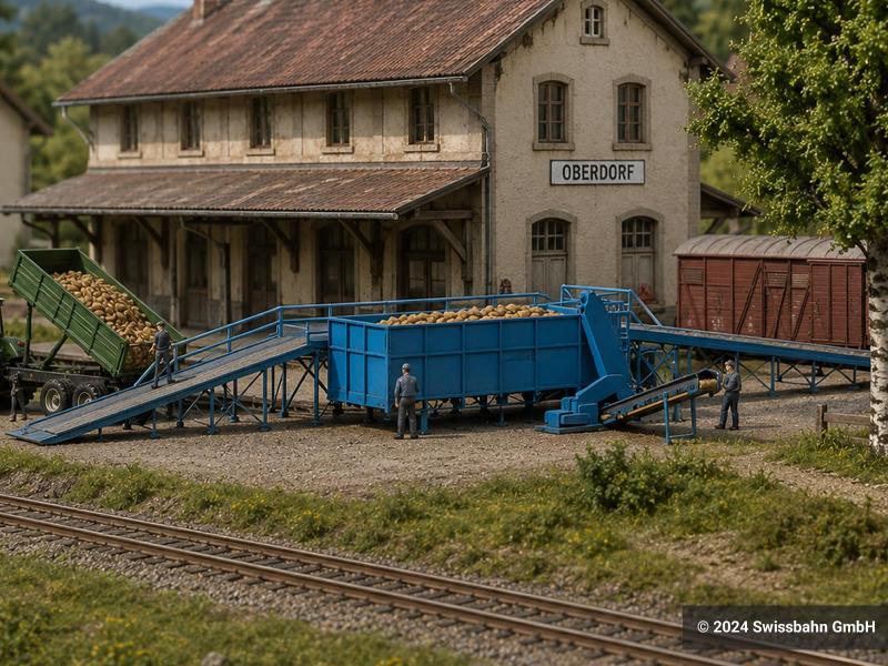 Busch 1914 Rampe mit Annahmedosierer Rüben und Runggle, H0