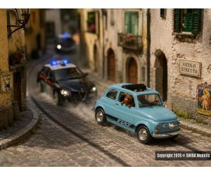 BUSCH 48735 FIAT 500 mit Fahrer u. Hund, H0 Mario und Struppi