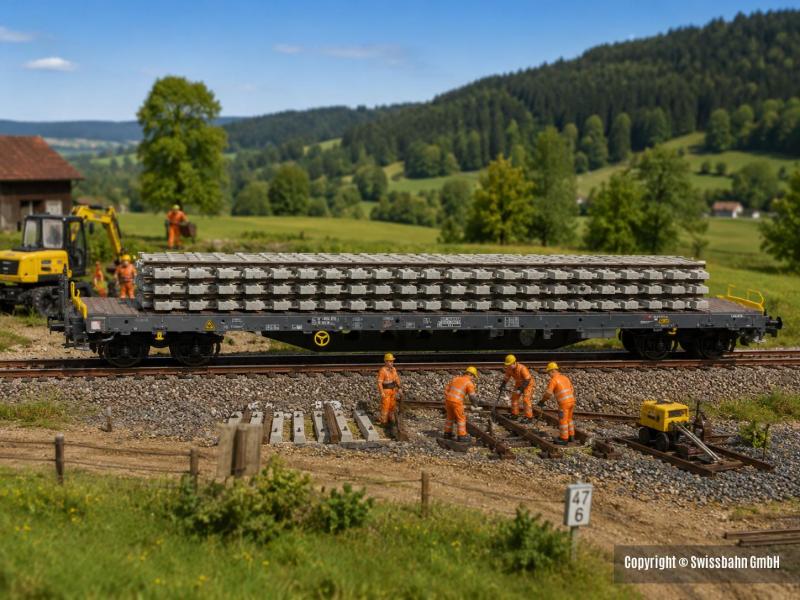 PIKO 24547 SBB Rungenwagen Rens, Betonschwellen