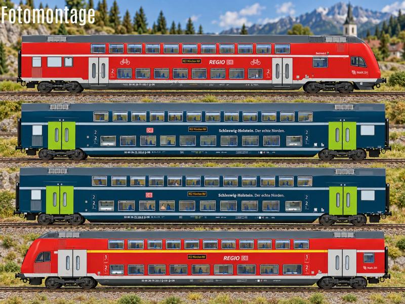 ROCO 6210250 DB Doppelstockwagen- Set 4. tlg. mit LED's