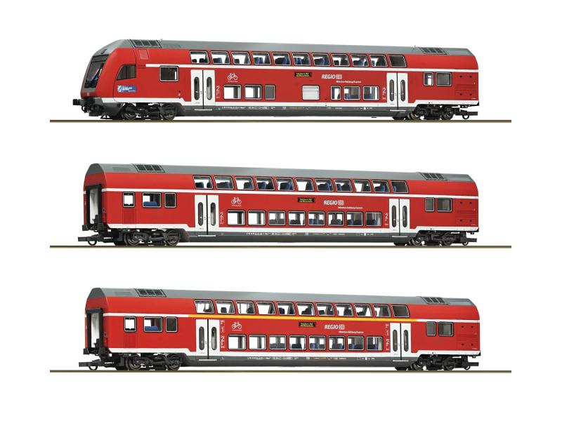 ROCO 6220144 DB Doppelstockwagen- Set 3. tlg. mit LED's