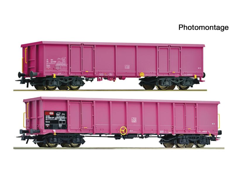 ROCO 6600354 Set di carri merci SBB 2 pezzi aperti Eaos